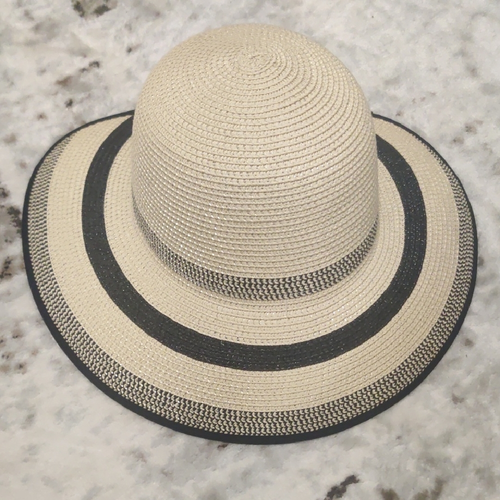 Elegant Cream and Black Women's Sun Hat